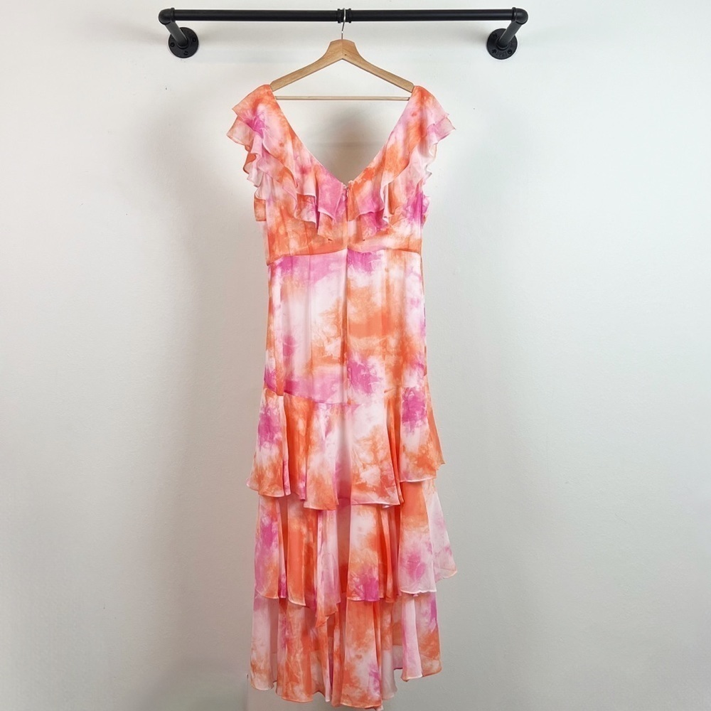 NWT Wayf Chelsea Tiered Ruffle Maxi Dress in Passion Tie Dye - Picture 4 of 5